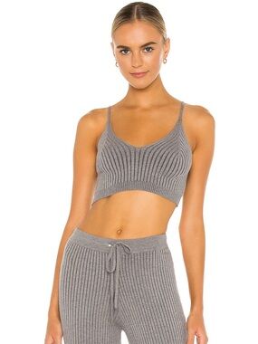 Lovers + Friends Inca Gray Ribbed Knit Bralette